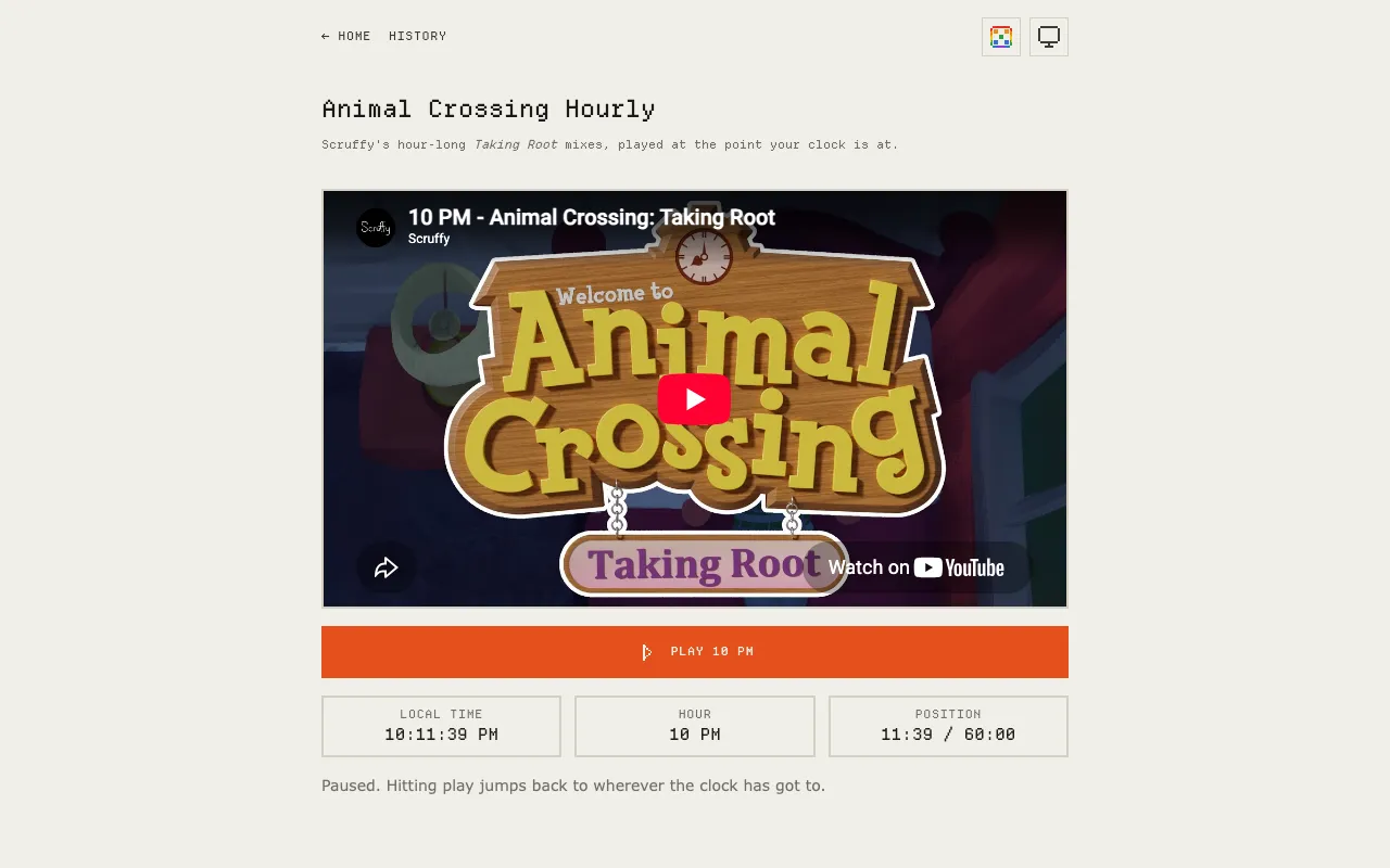 Screenshot of Animal Crossing Hourly