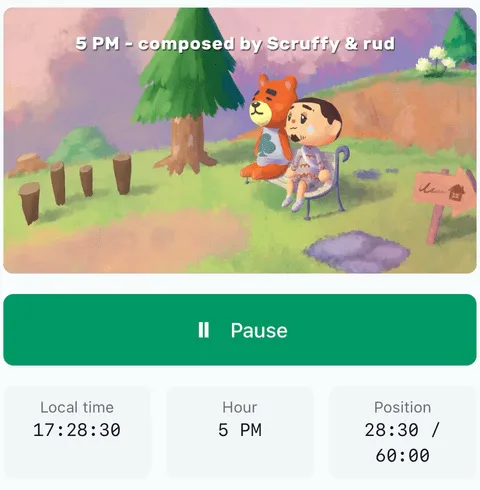 Screenshot of Animal Crossing Hourly