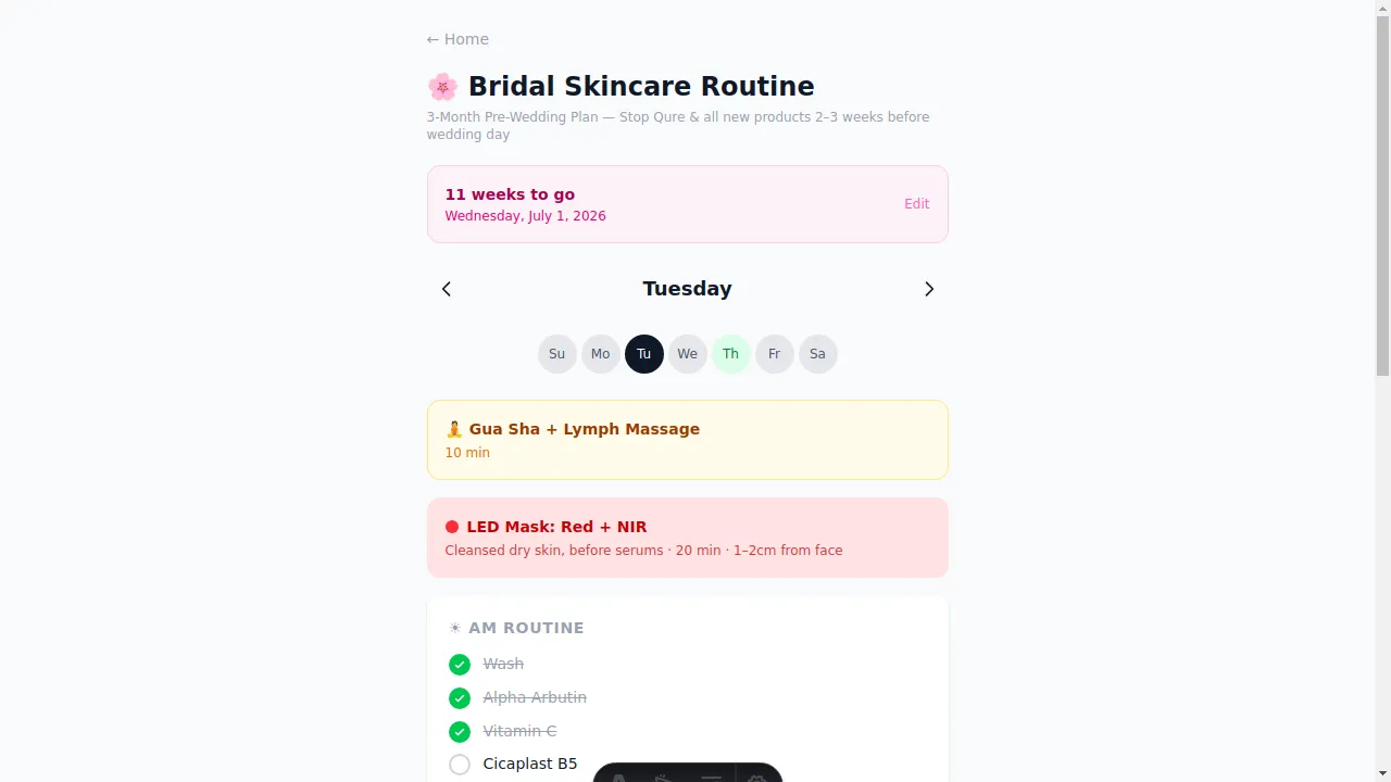 Screenshot of Bridal Skincare Routine