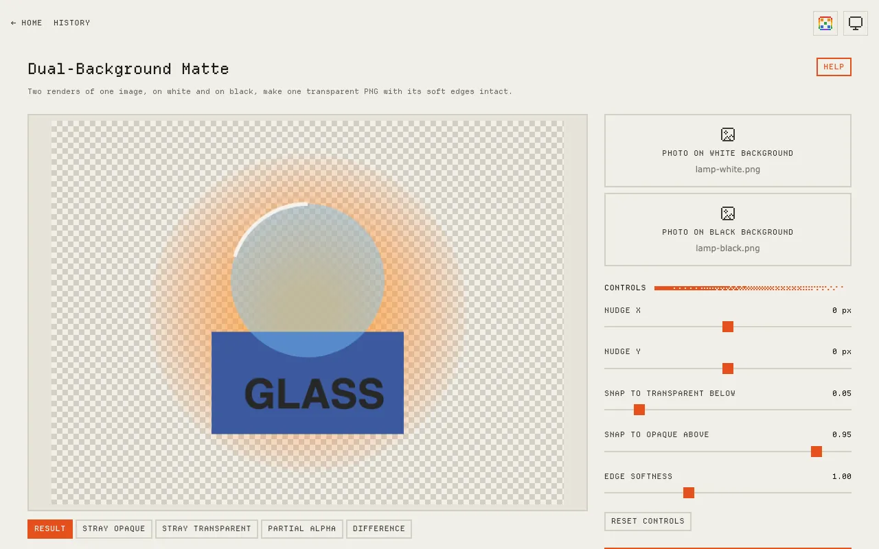 Screenshot of Dual-Background Matte