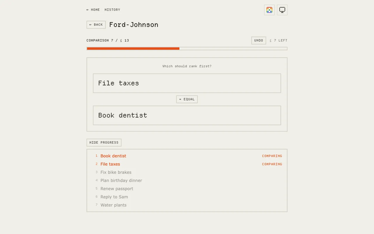 Screenshot of Sorting Comparator