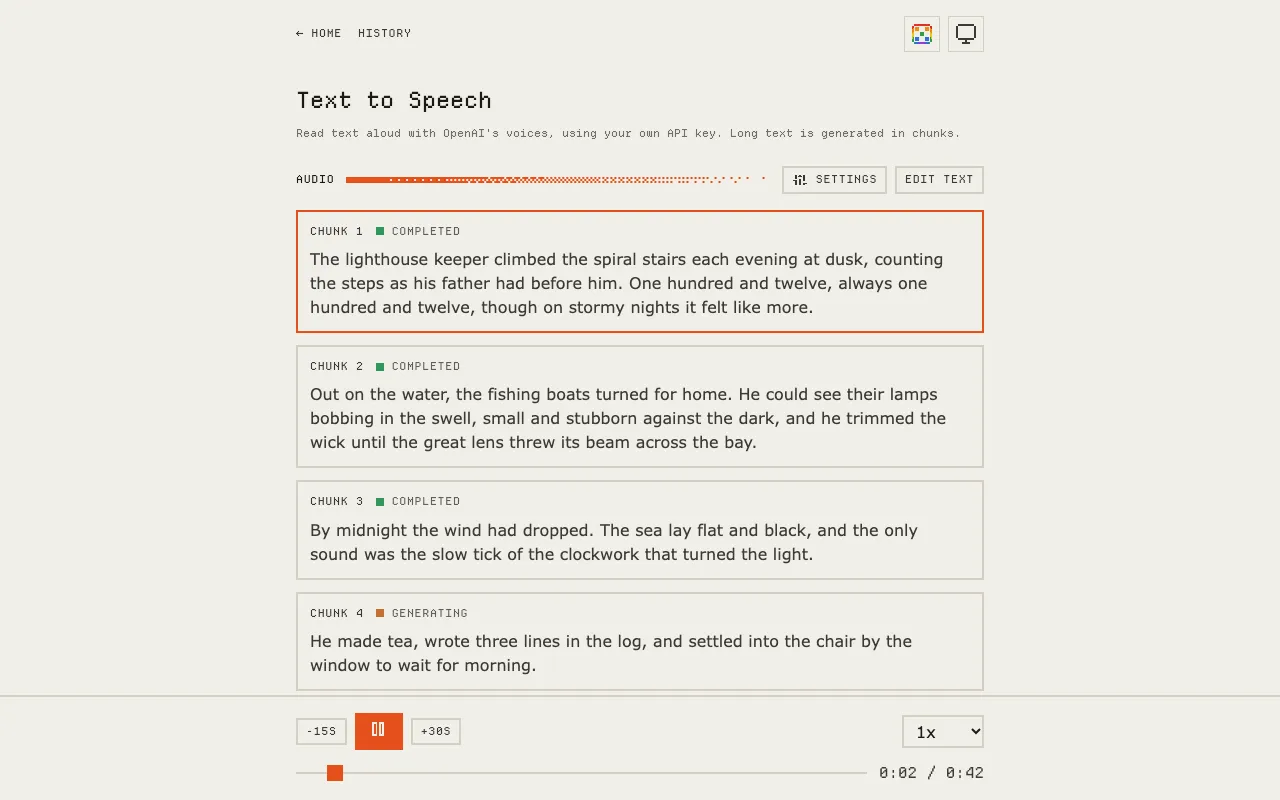 Screenshot of Text to Speech